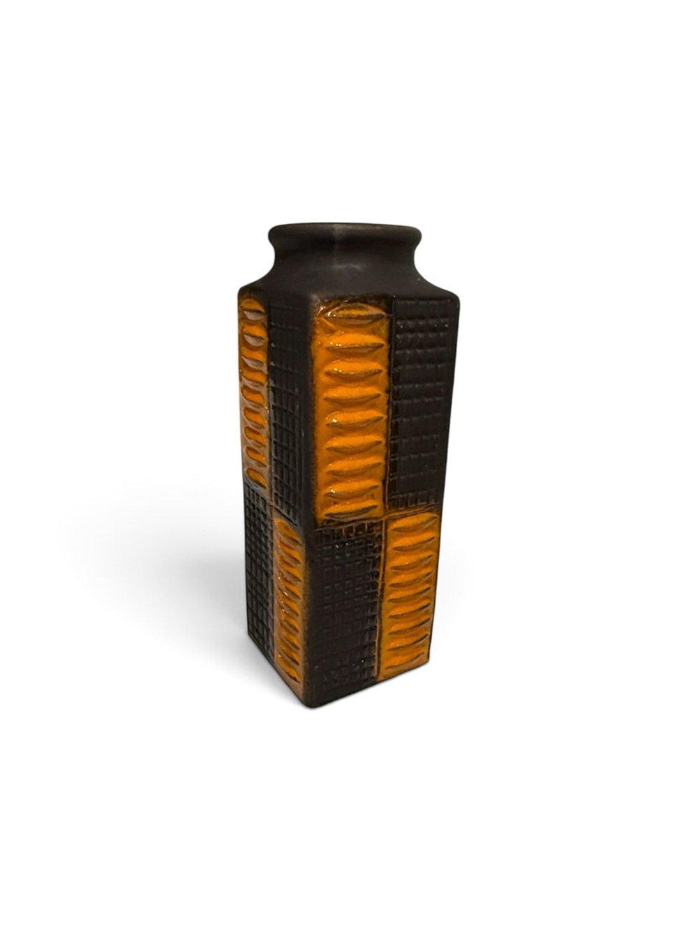 Mid‑Century Carstens West Germany Ceramic Vase – Brown & Orange, 12.5” - Picture 6 of 17
